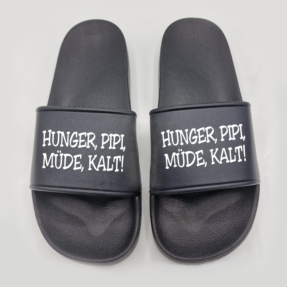 Badeschuhe Hunger, Pipi Müde, Kalt!