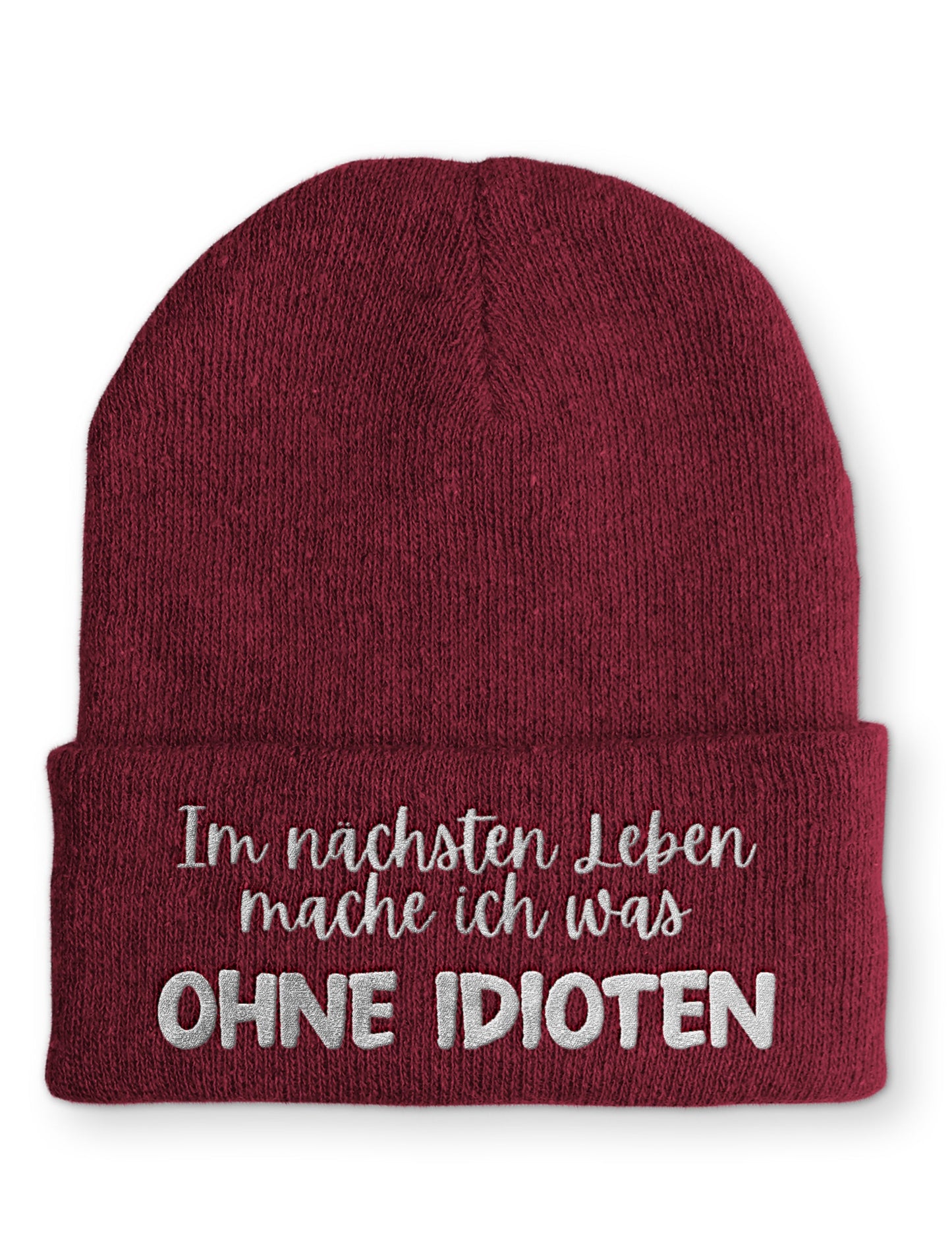 Ohne Idioten Statement Beanie Mütze mit Spruch