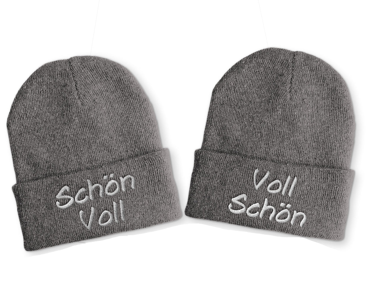 Voll Schön | Schön Voll Duo Statement Beanie Mütze mit Spruch