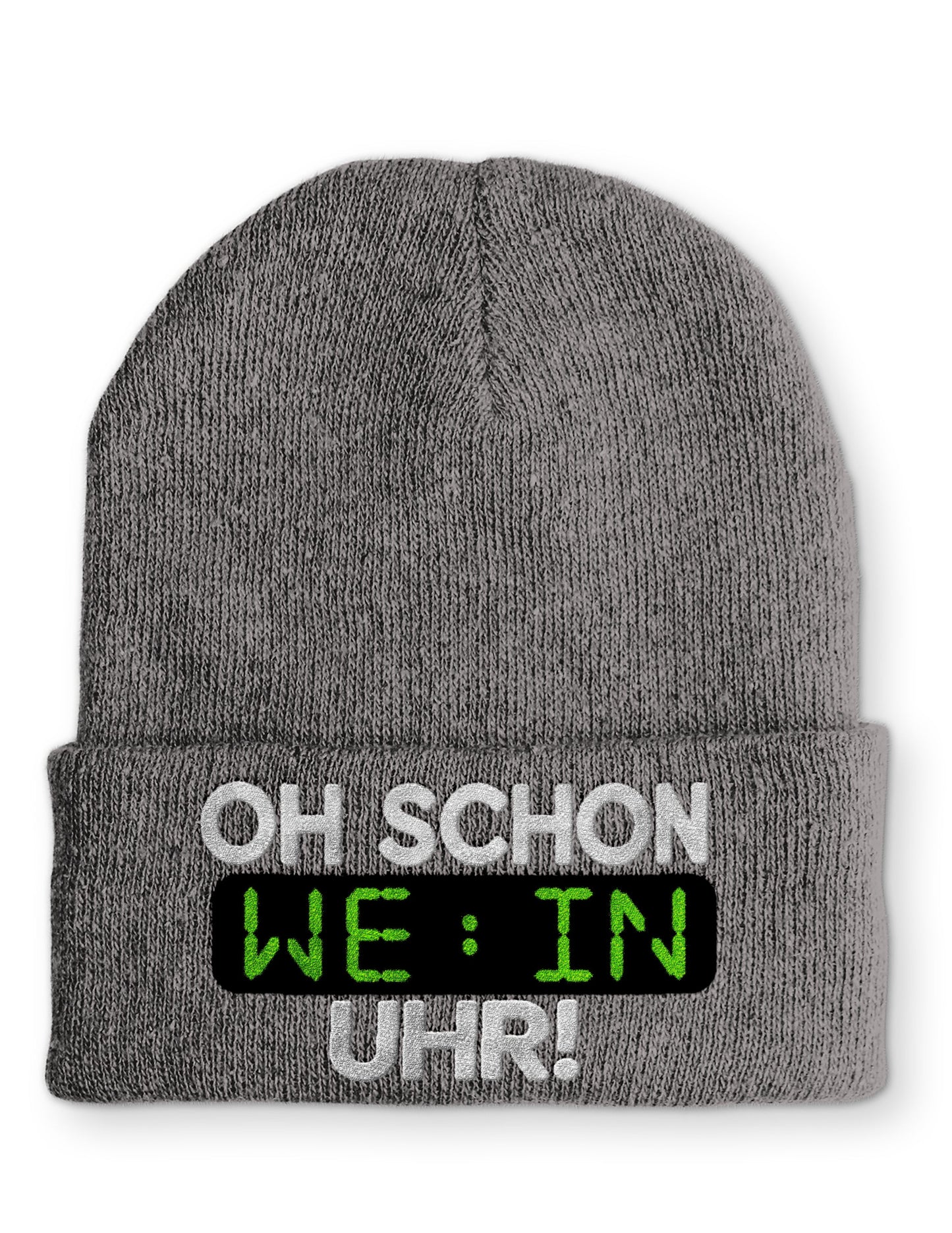 Oh schon Wein Uhr Statement Beanie Mütze mit Spruch