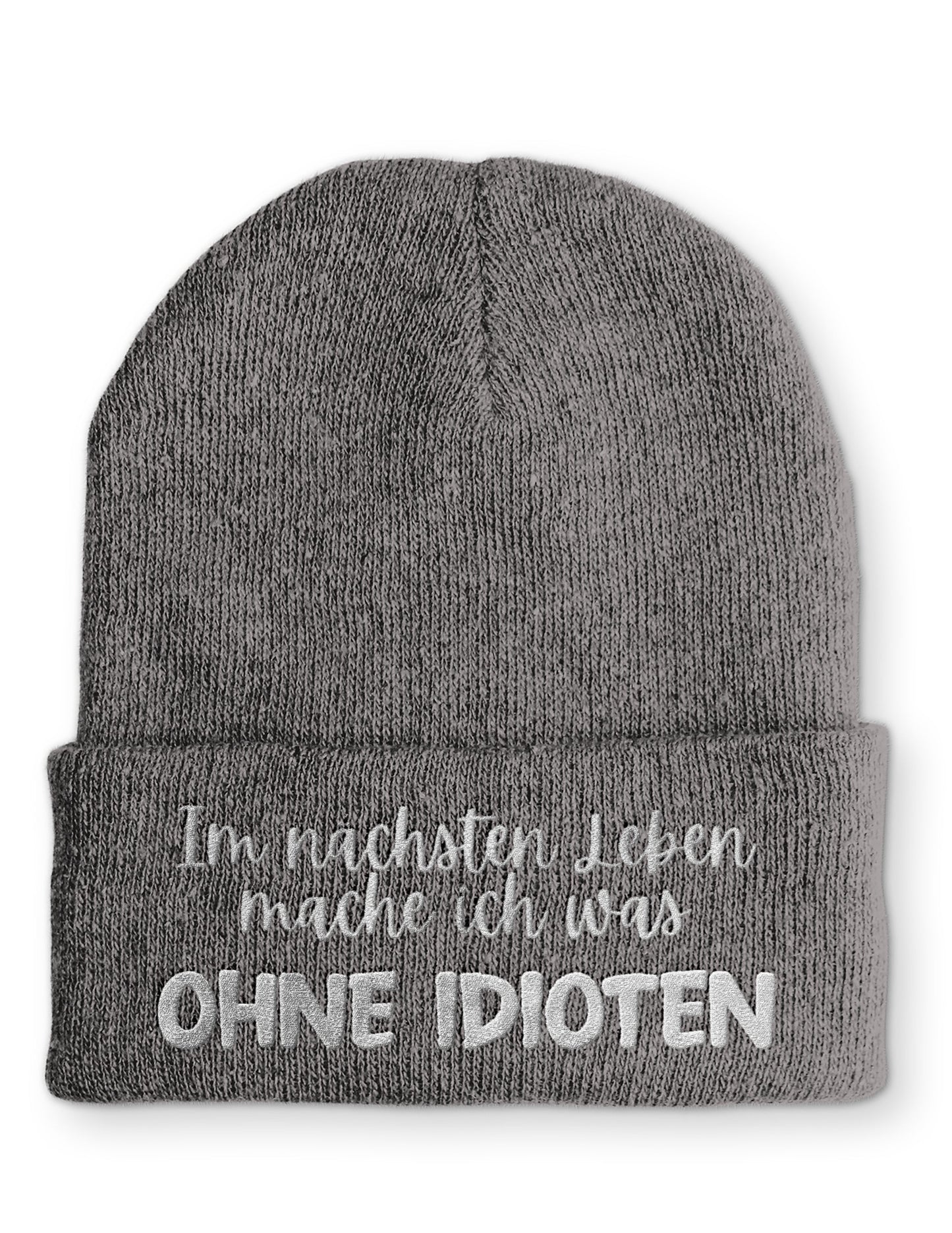 Ohne Idioten Statement Beanie Mütze mit Spruch