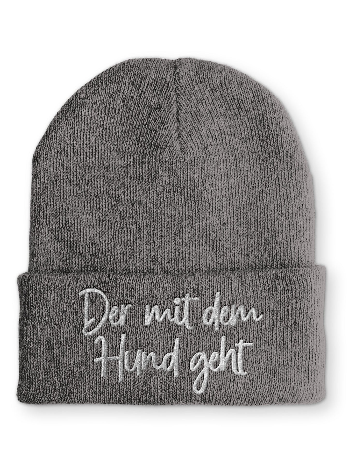 Der mit dem Hund geht Statement Beanie Mütze mit Spruch