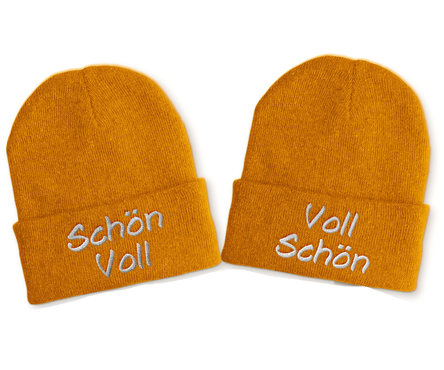 Voll Schön | Schön Voll Duo Statement Beanie Mütze mit Spruch