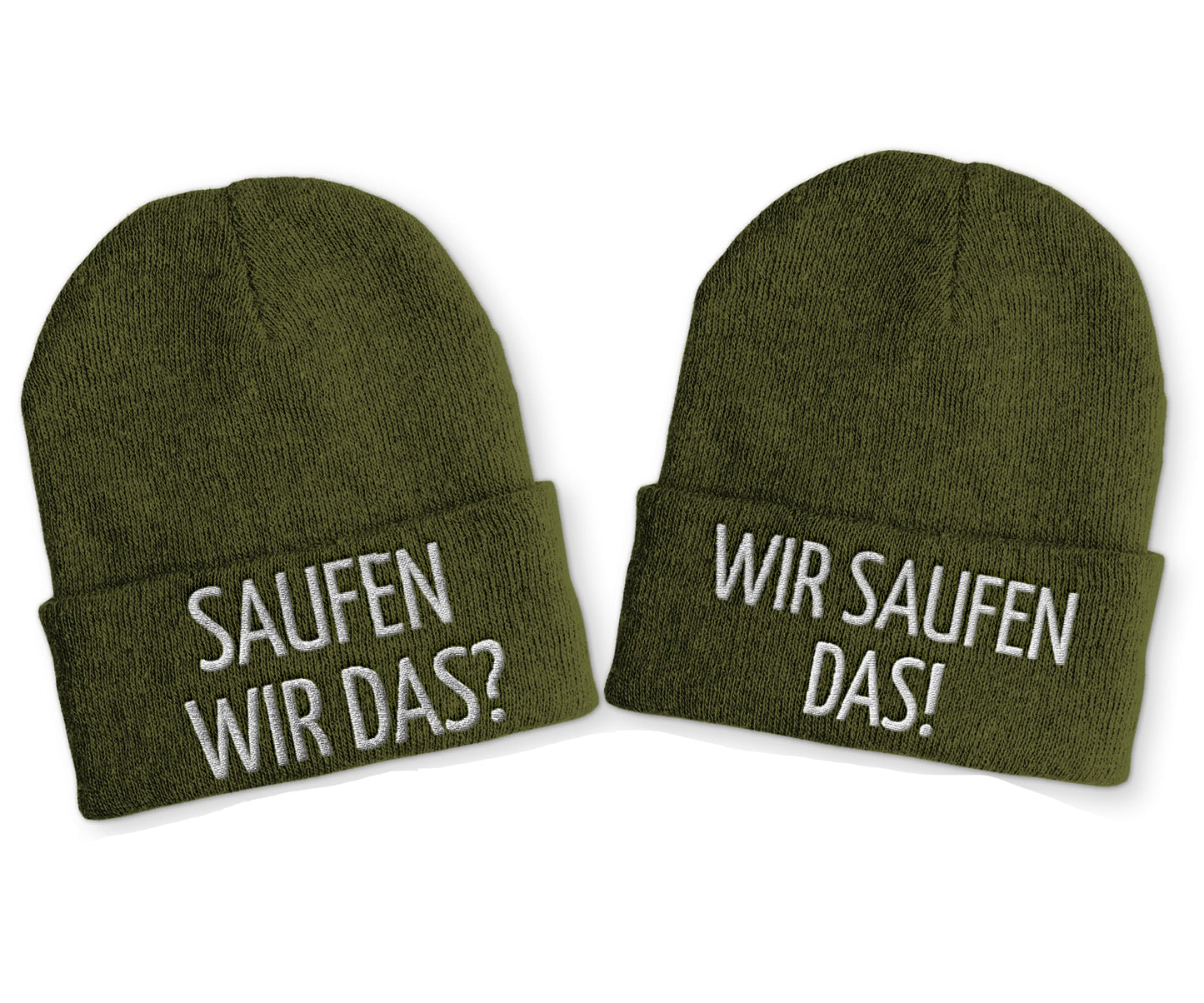 Saufen wir das? Wir saufen das! Duo Statement Beanie Mütze mit Spruch