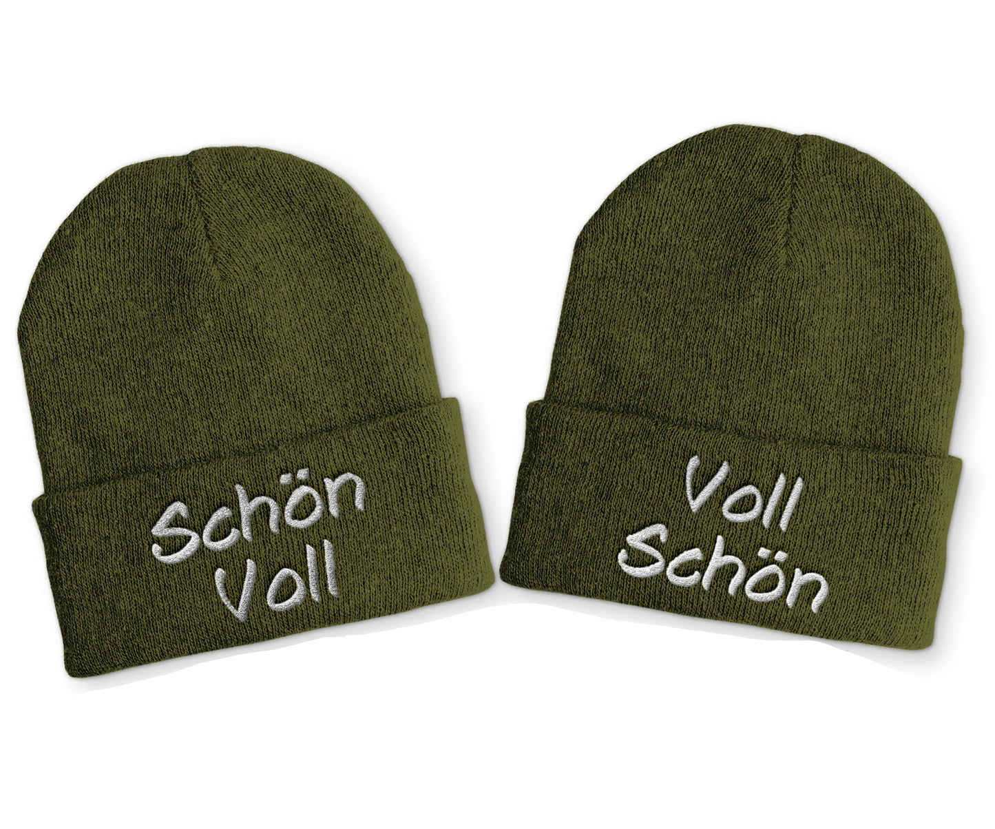 Voll Schön | Schön Voll Duo Statement Beanie Mütze mit Spruch