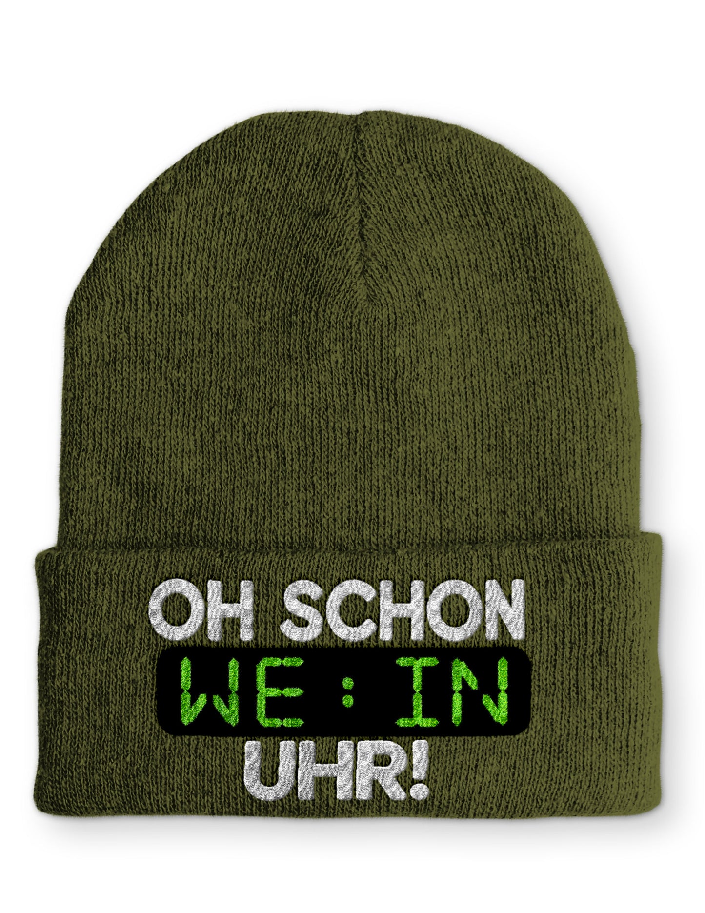 Oh schon Wein Uhr Statement Beanie Mütze mit Spruch
