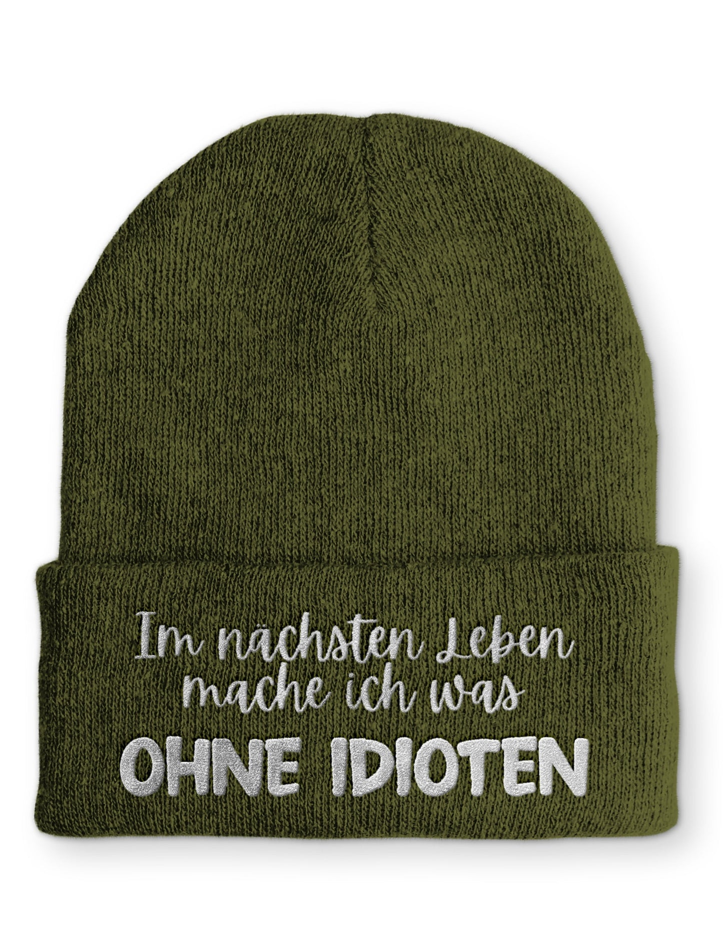Ohne Idioten Statement Beanie Mütze mit Spruch