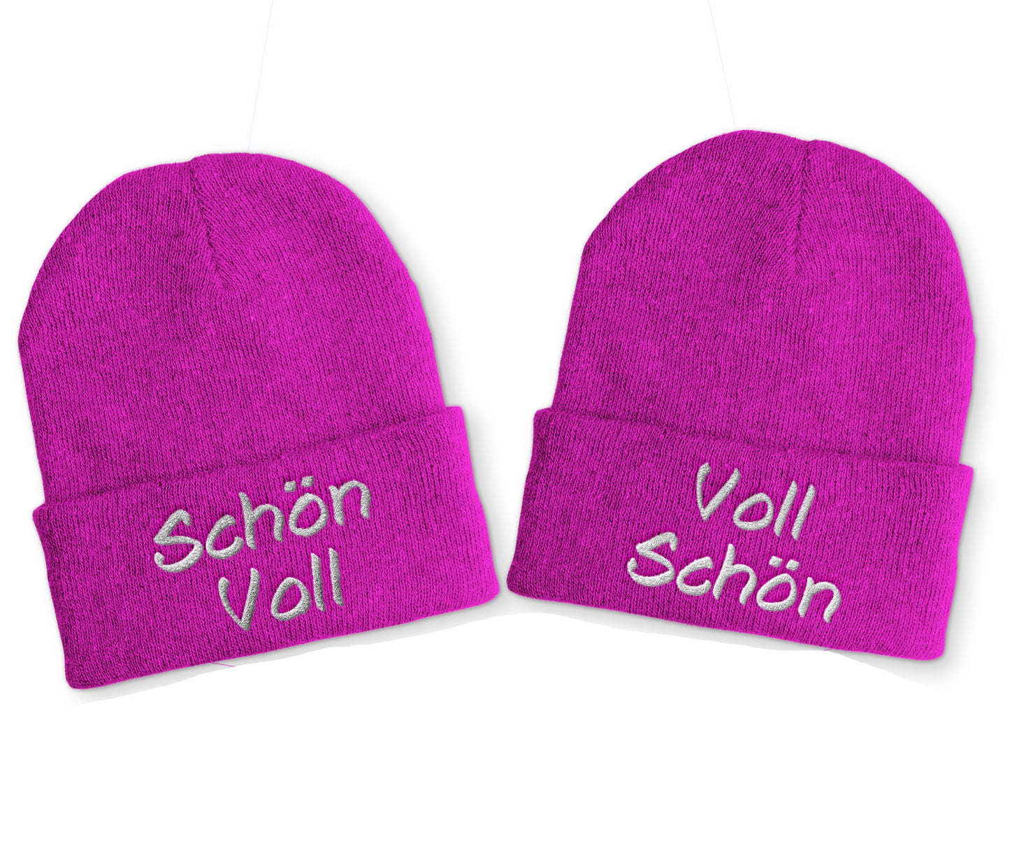 Voll Schön | Schön Voll Duo Statement Beanie Mütze mit Spruch