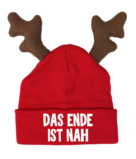RENTIER STRICKMÜTZE DAS ENDE IST NAH STATEMENT BEANIE ELCH MÜTZE MIT SPRUCH