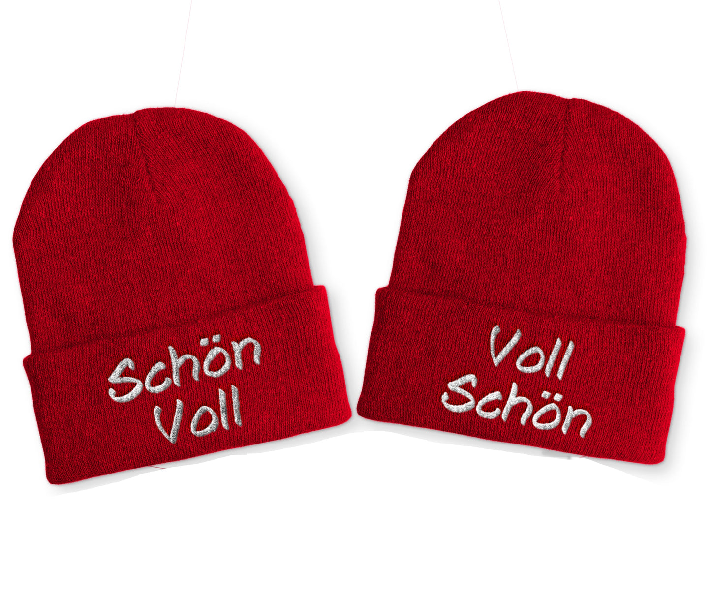 Voll Schön | Schön Voll Duo Statement Beanie Mütze mit Spruch