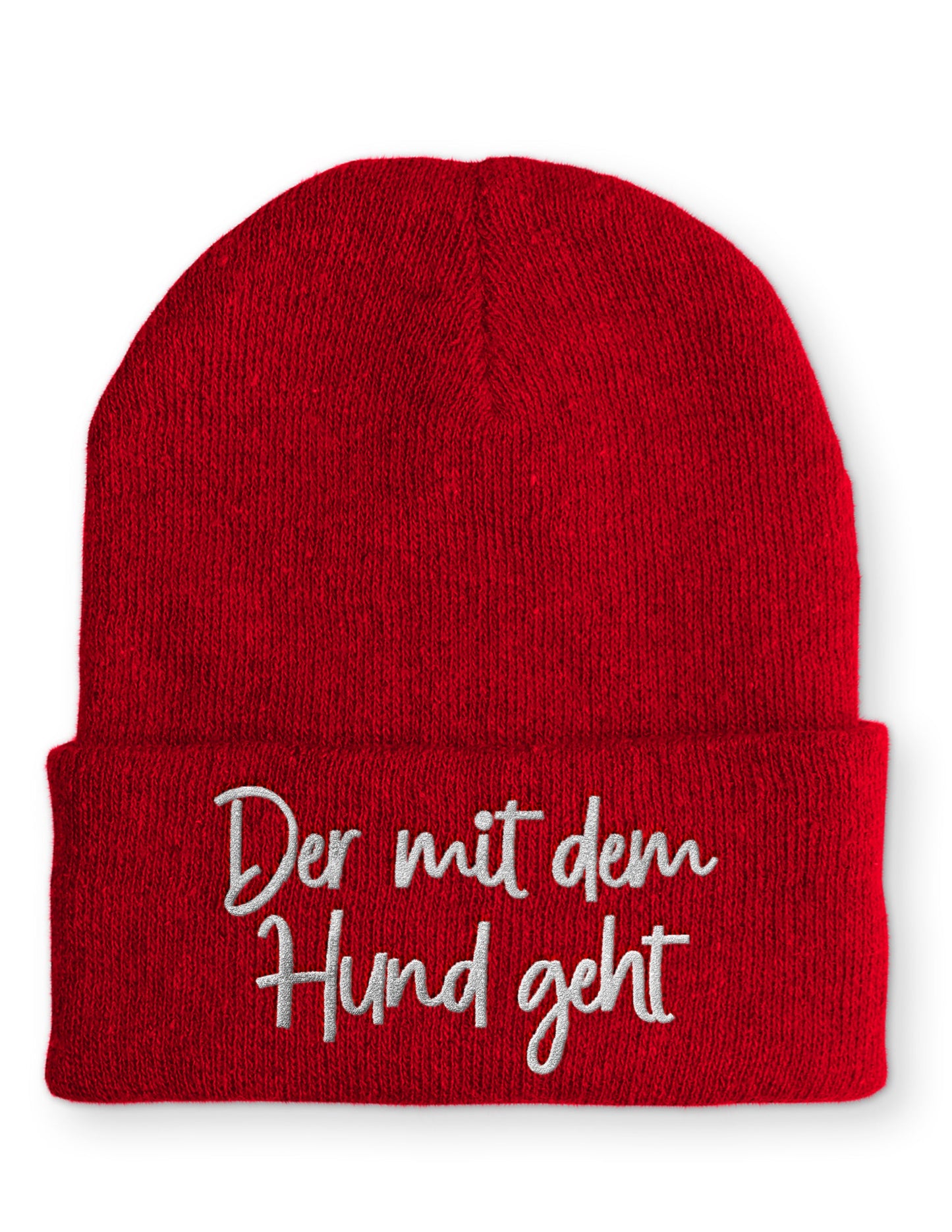 Der mit dem Hund geht Statement Beanie Mütze mit Spruch