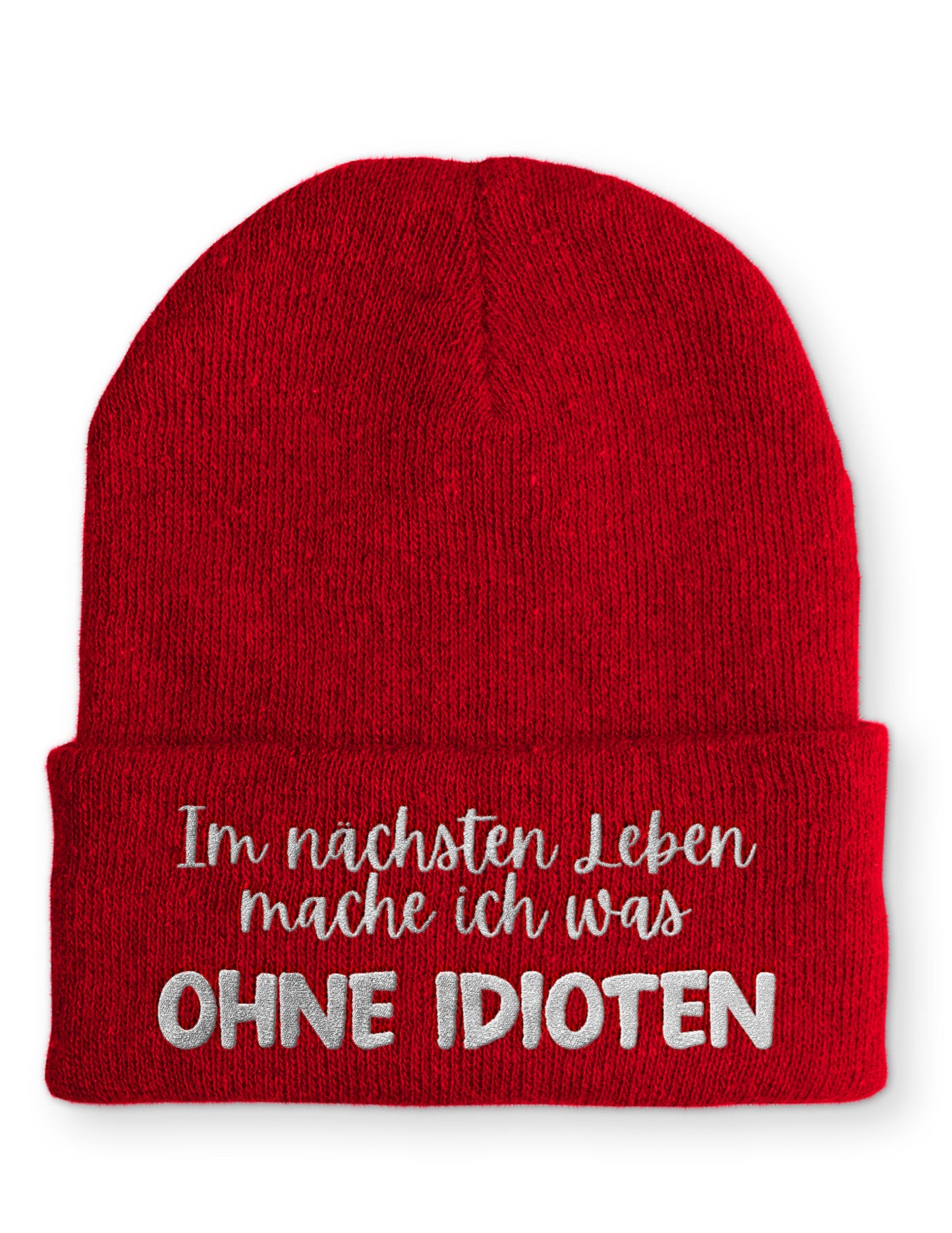 Ohne Idioten Statement Beanie Mütze mit Spruch
