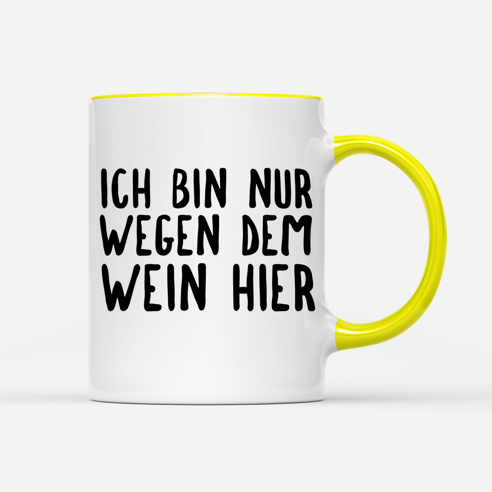 Tasse Ich bin nur wegen dem Wein hier
