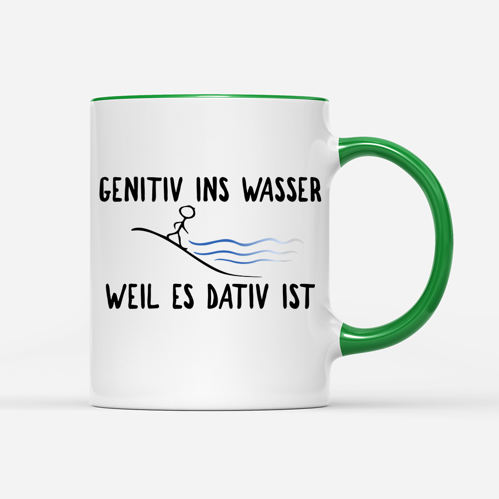 Tasse Genitiv ins Wasser weil es Dativ ist