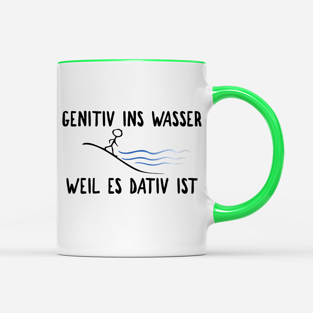 Tasse Genitiv ins Wasser weil es Dativ ist