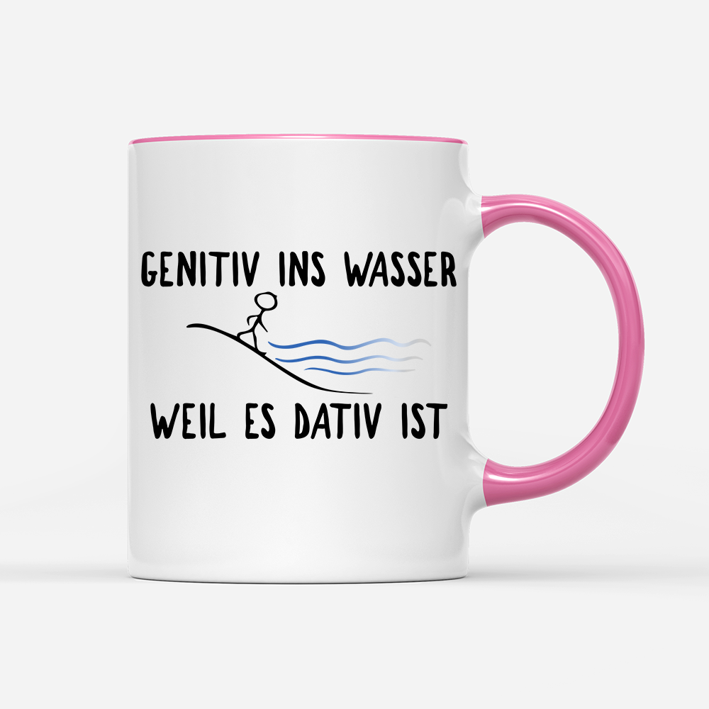 Tasse Genitiv ins Wasser weil es Dativ ist