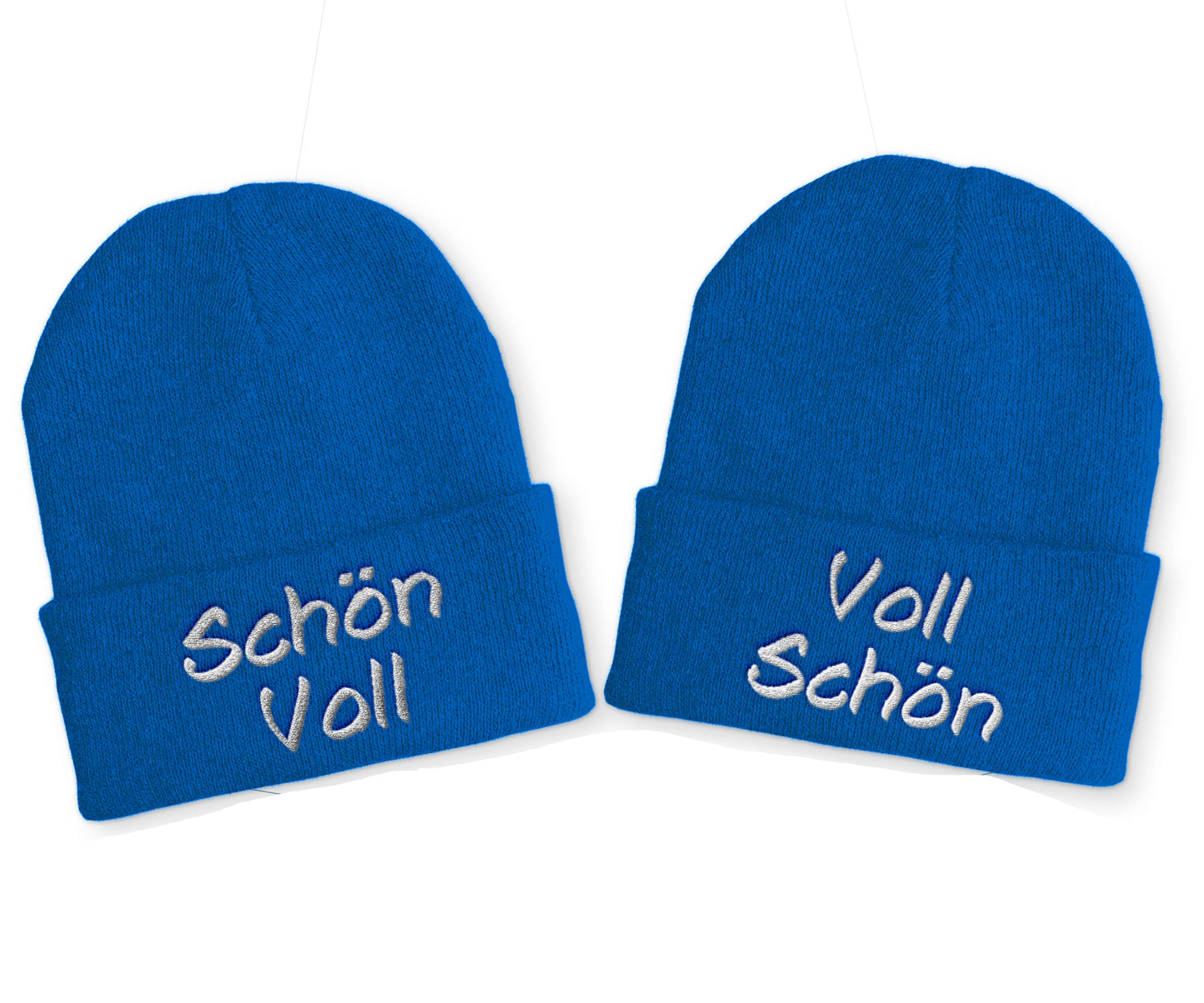 Voll Schön | Schön Voll Duo Statement Beanie Mütze mit Spruch