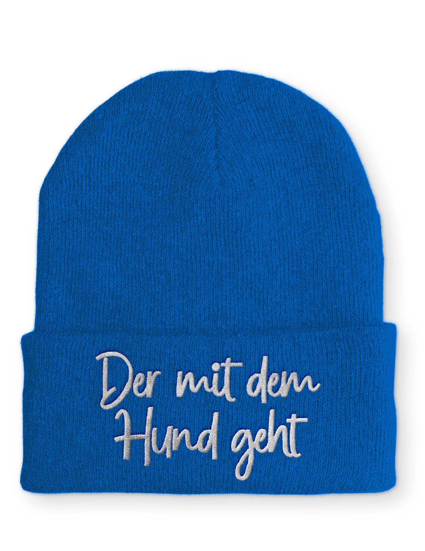 Der mit dem Hund geht Statement Beanie Mütze mit Spruch