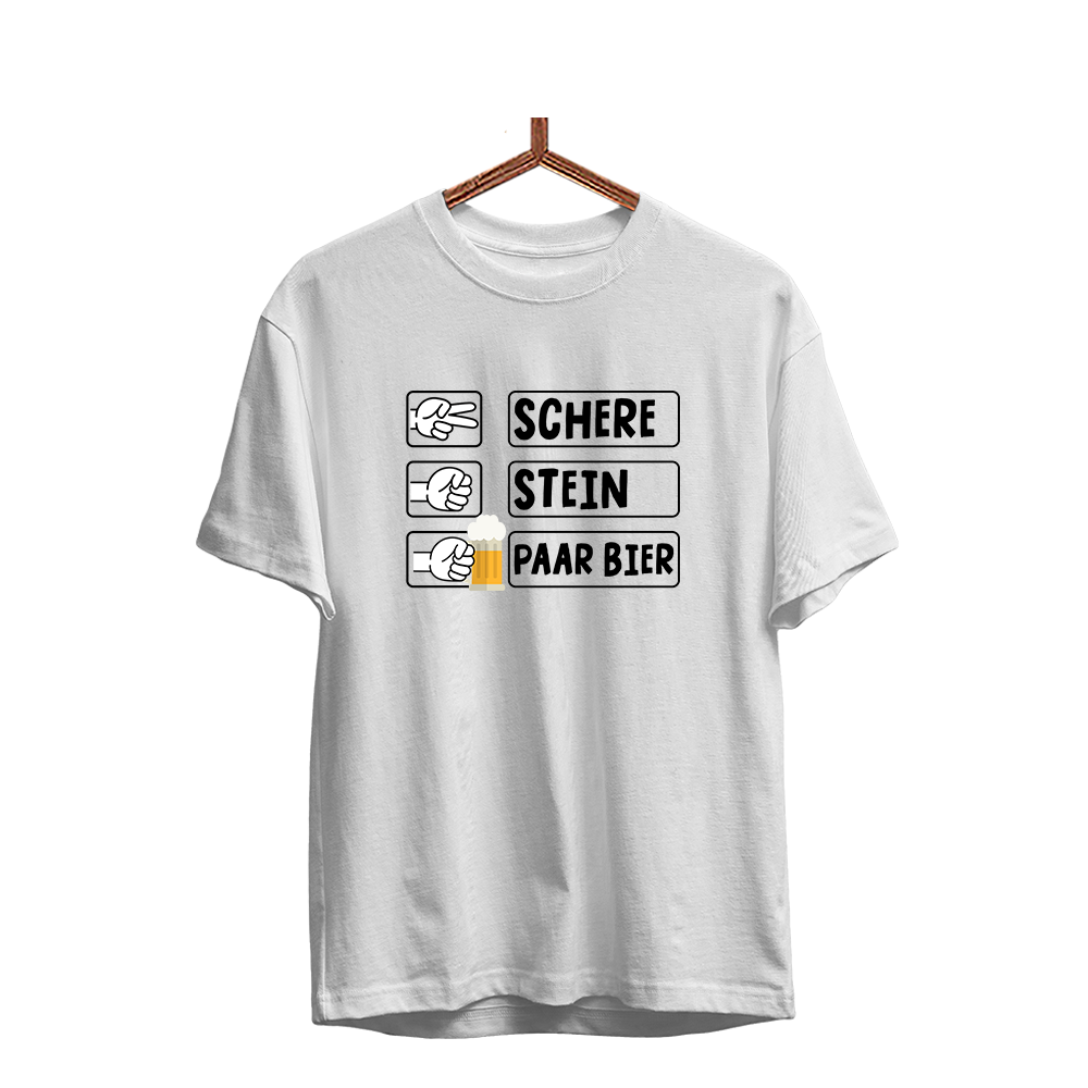 Herren T-Shirt Schere Stein Paar Bier