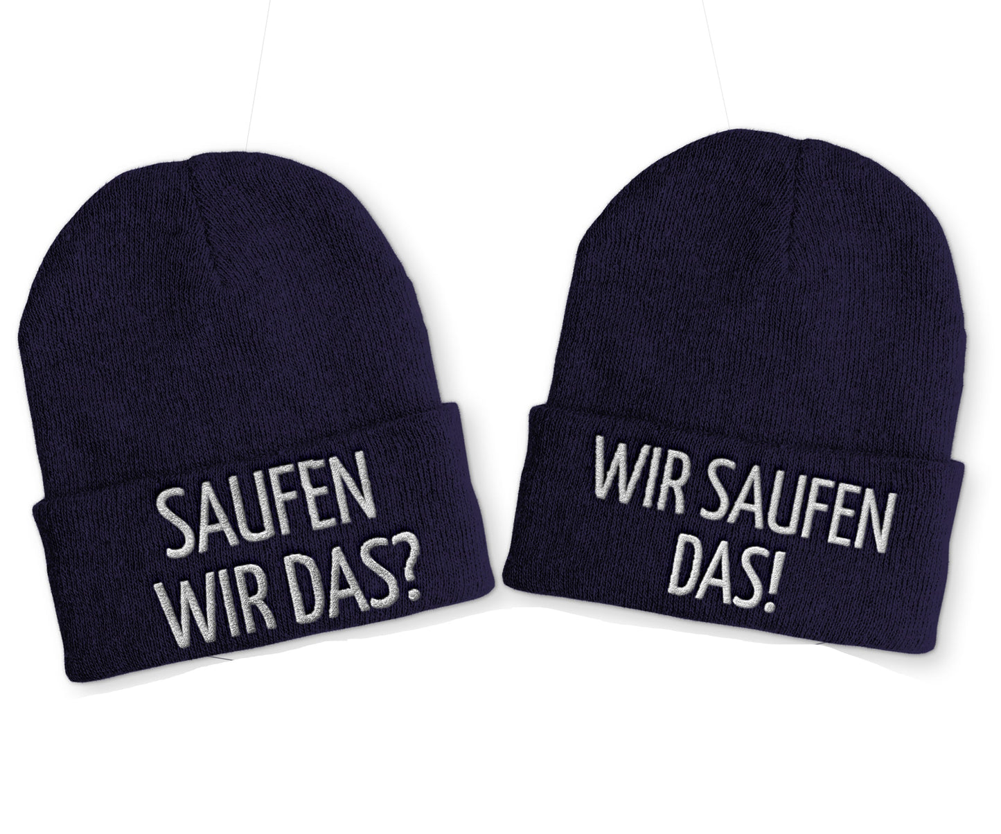 Saufen wir das? Wir saufen das! Duo Statement Beanie Mütze mit Spruch
