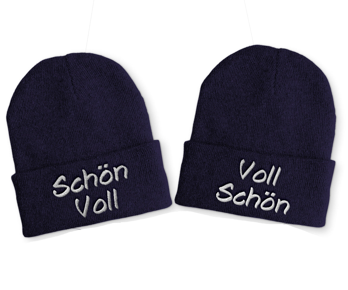 Voll Schön | Schön Voll Duo Statement Beanie Mütze mit Spruch