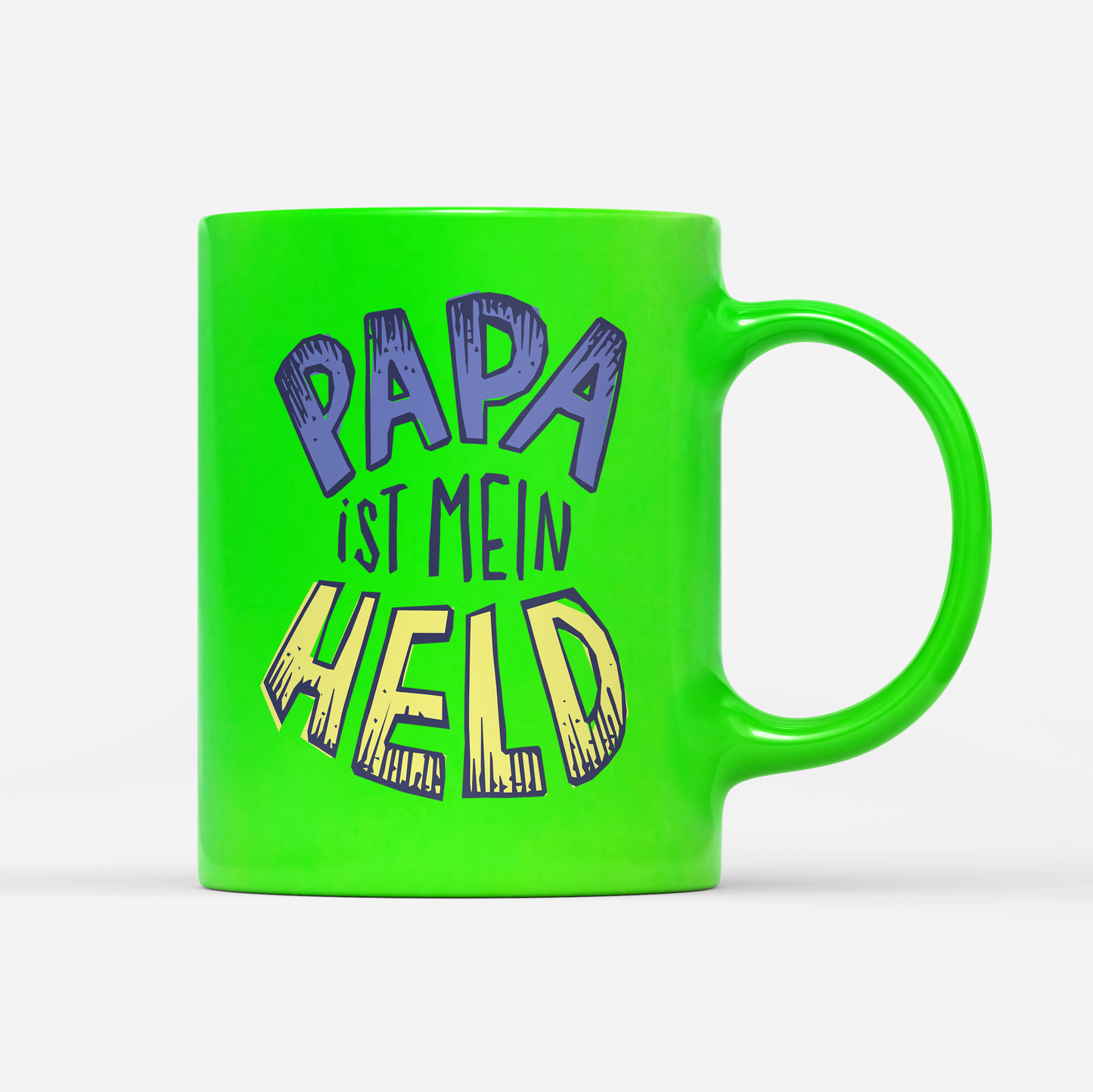 Tasse Neon Papa ist mein Held