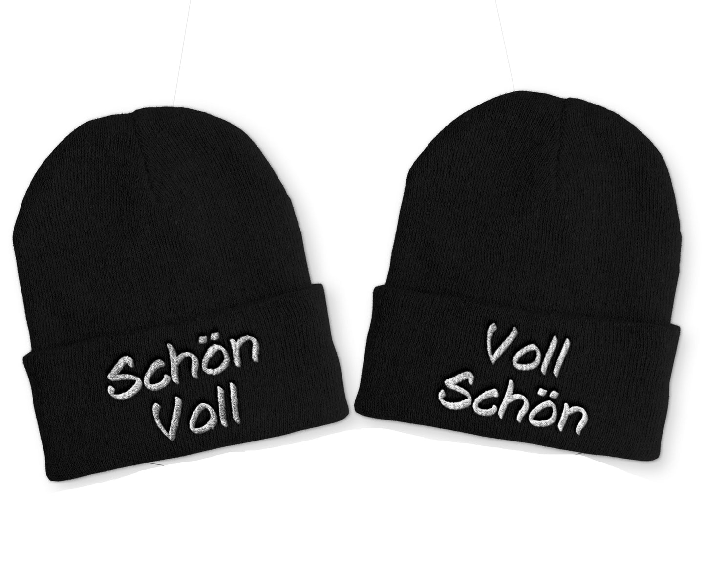 Voll Schön | Schön Voll Duo Statement Beanie Mütze mit Spruch
