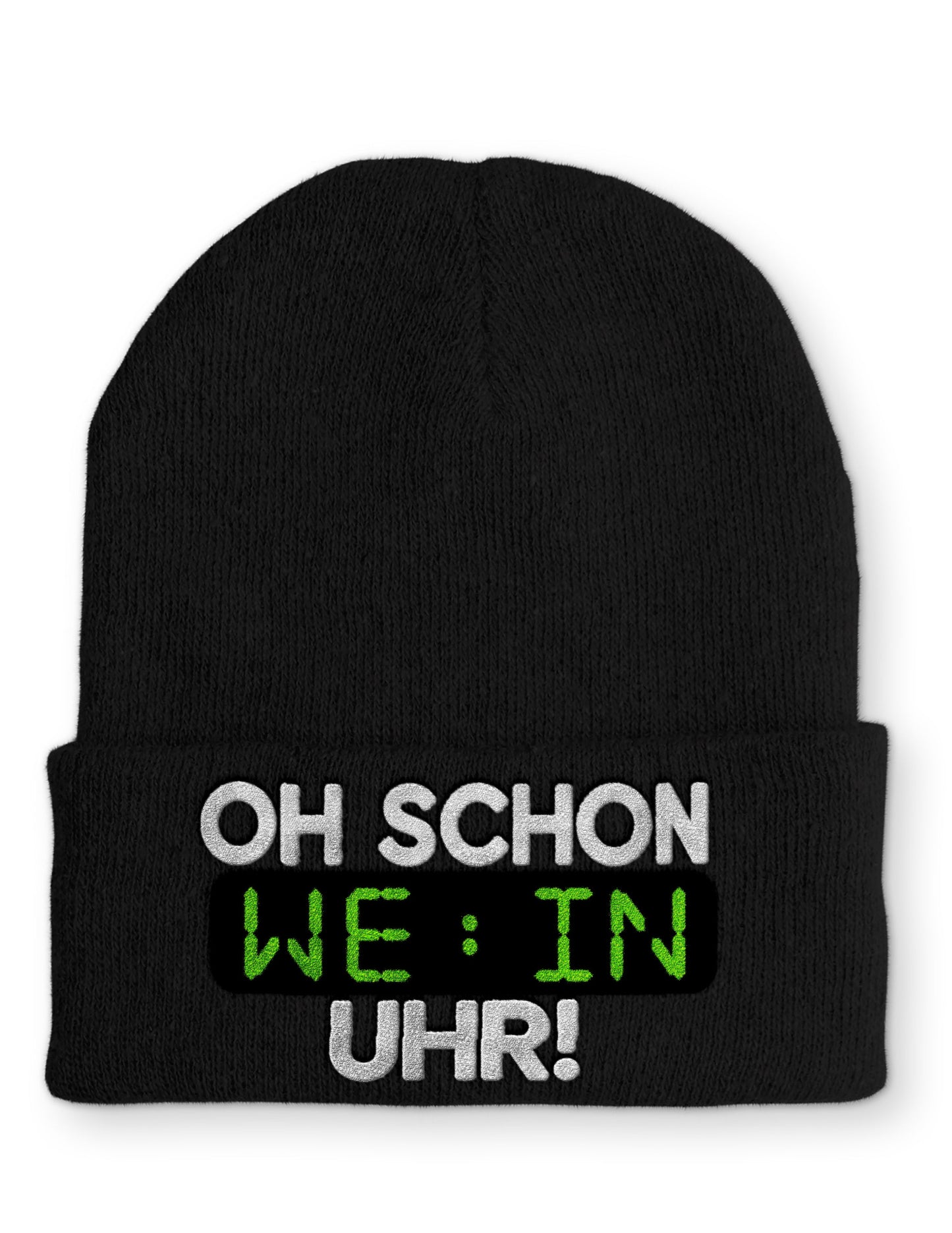 Oh schon Wein Uhr Statement Beanie Mütze mit Spruch