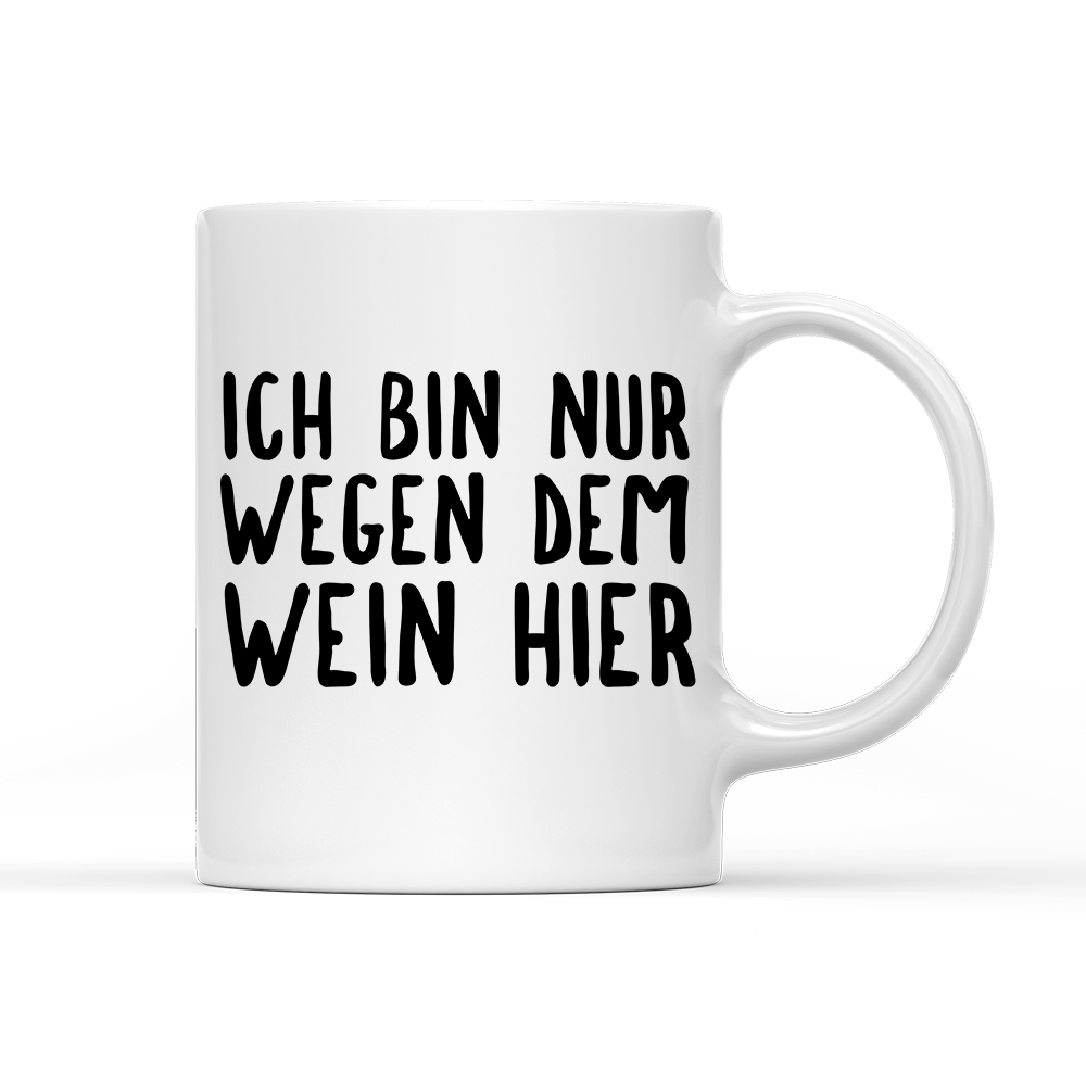 Tasse Ich bin nur wegen dem Wein hier