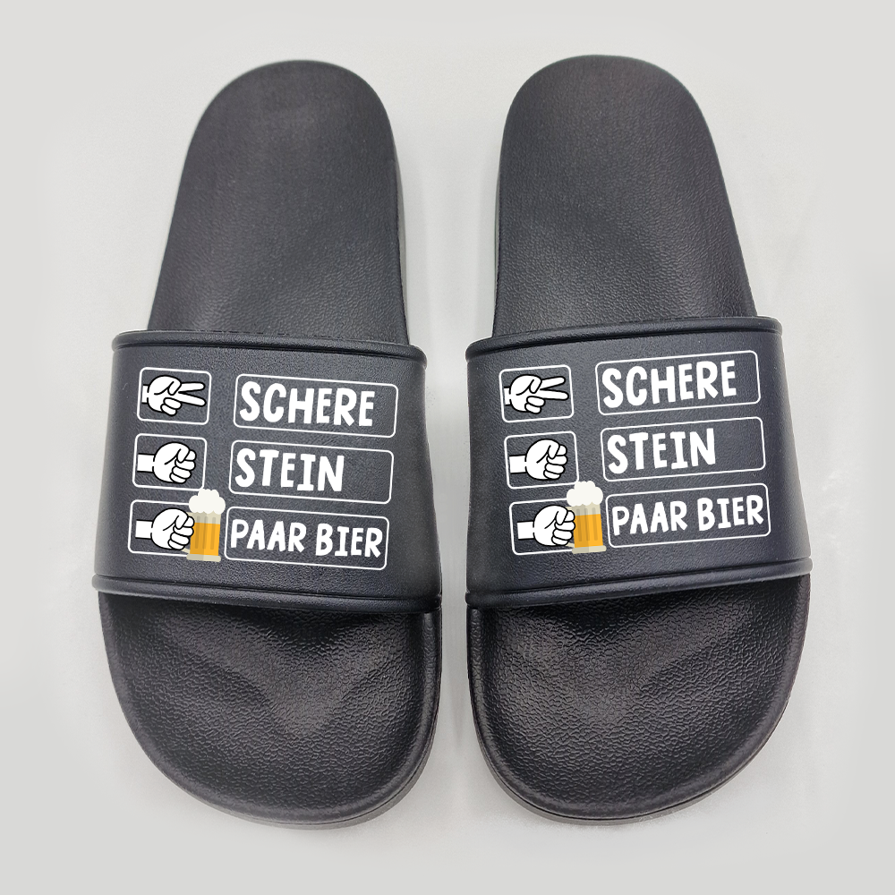 Badeschuhe Schere Stein Paar Bier
