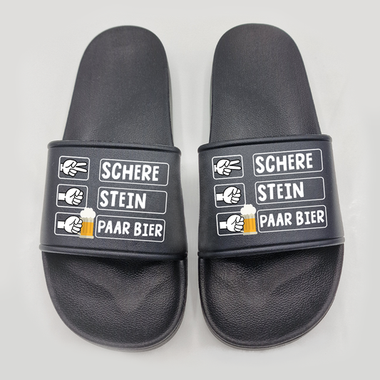 Badeschuhe Schere Stein Paar Bier