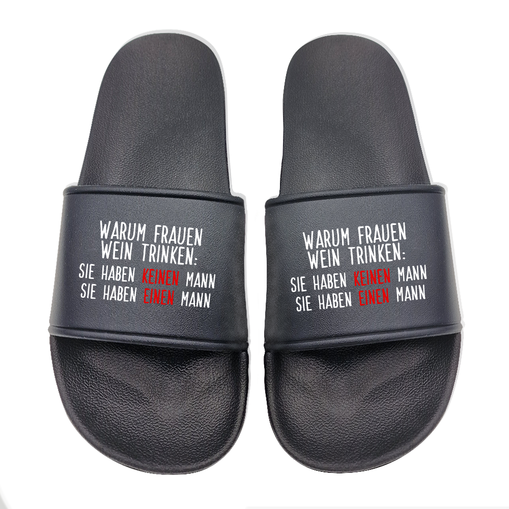 Badeschuhe Warum Frauen Wein trinken