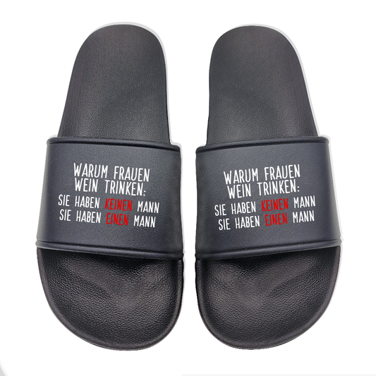Badeschuhe Warum Frauen Wein trinken