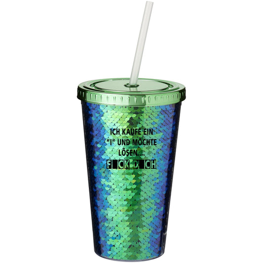Trinkbecher Isolierbecher Becher mit Pailletten Kaffee und Tee mit Paillettenmuster
