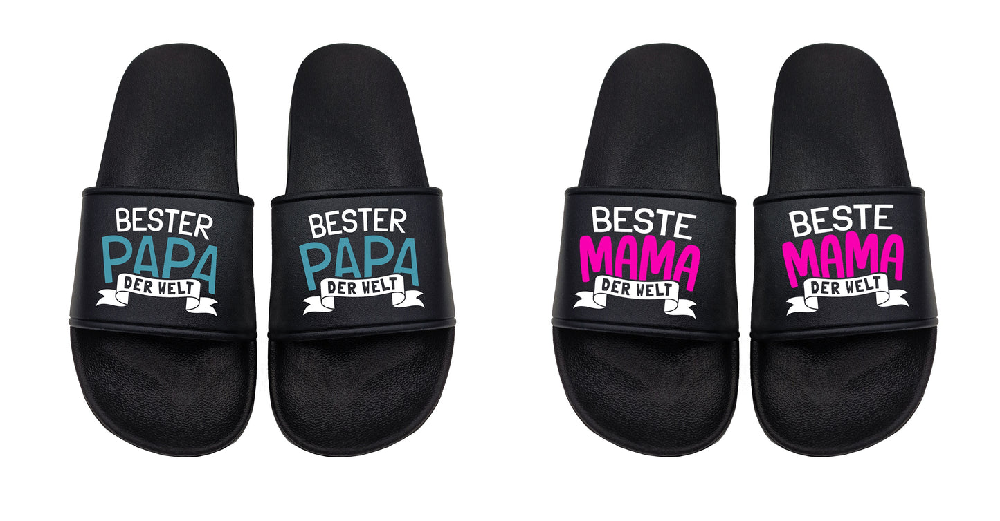 Badeschuhe Beste Mama der Welt / Bester Papa der Welt SET