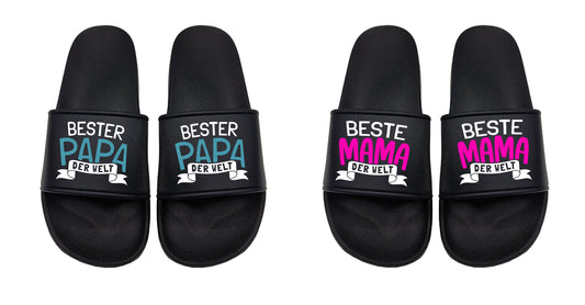Badeschuhe Beste Mama der Welt / Bester Papa der Welt SET