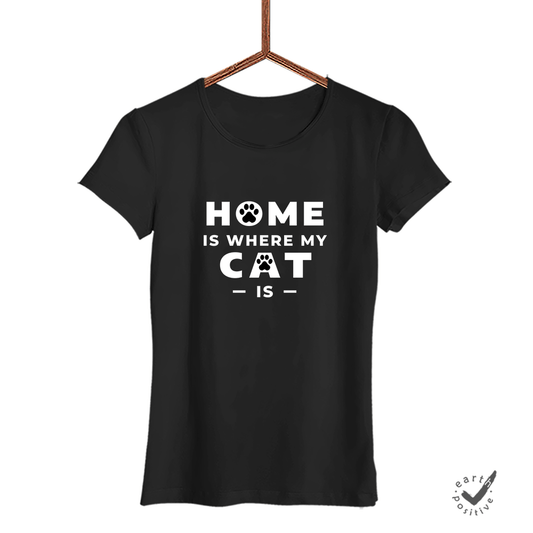 Damen T-Shirt Home is where my Cat is