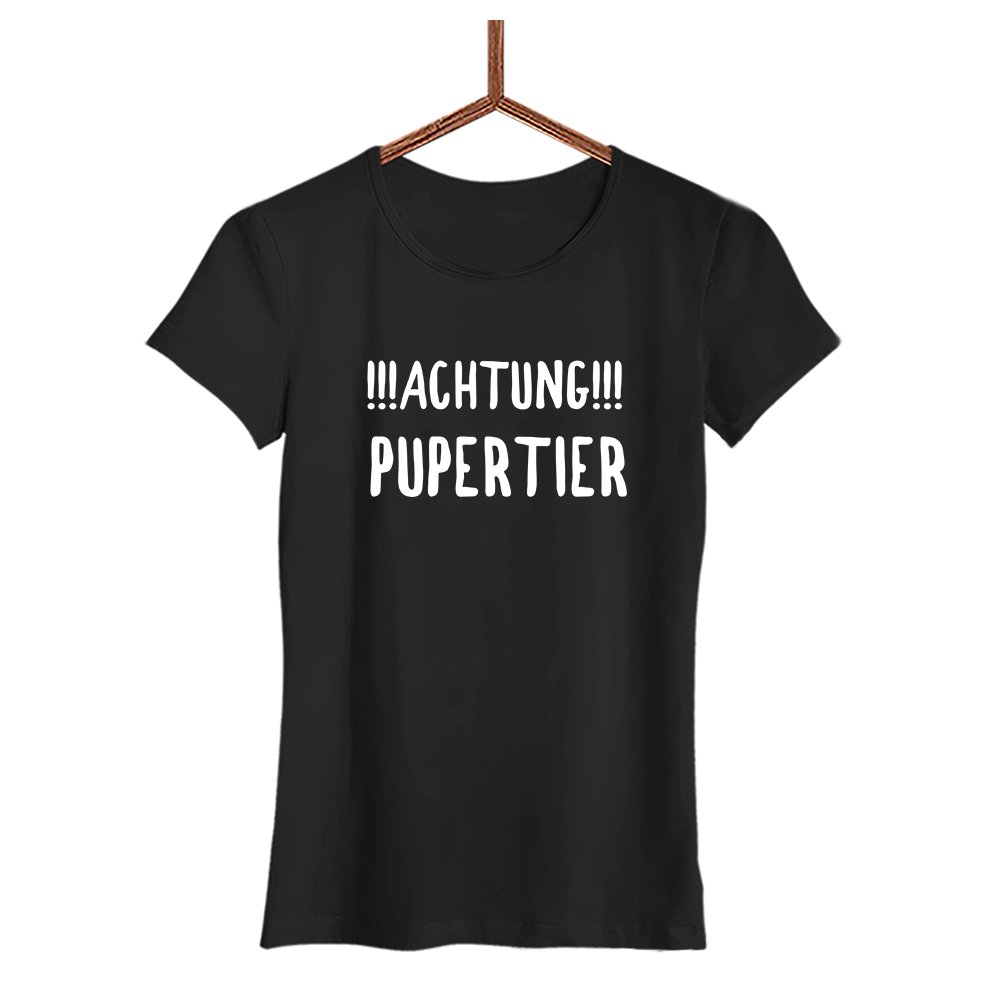 Damen T-Shirt Achtung Pupertier