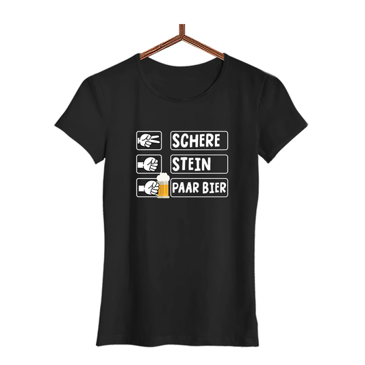 Damen T-Shirt Schere Stein Paar Bier