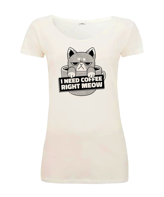 Sommershirt I need Coffee Right Meow Damen T-Shirt