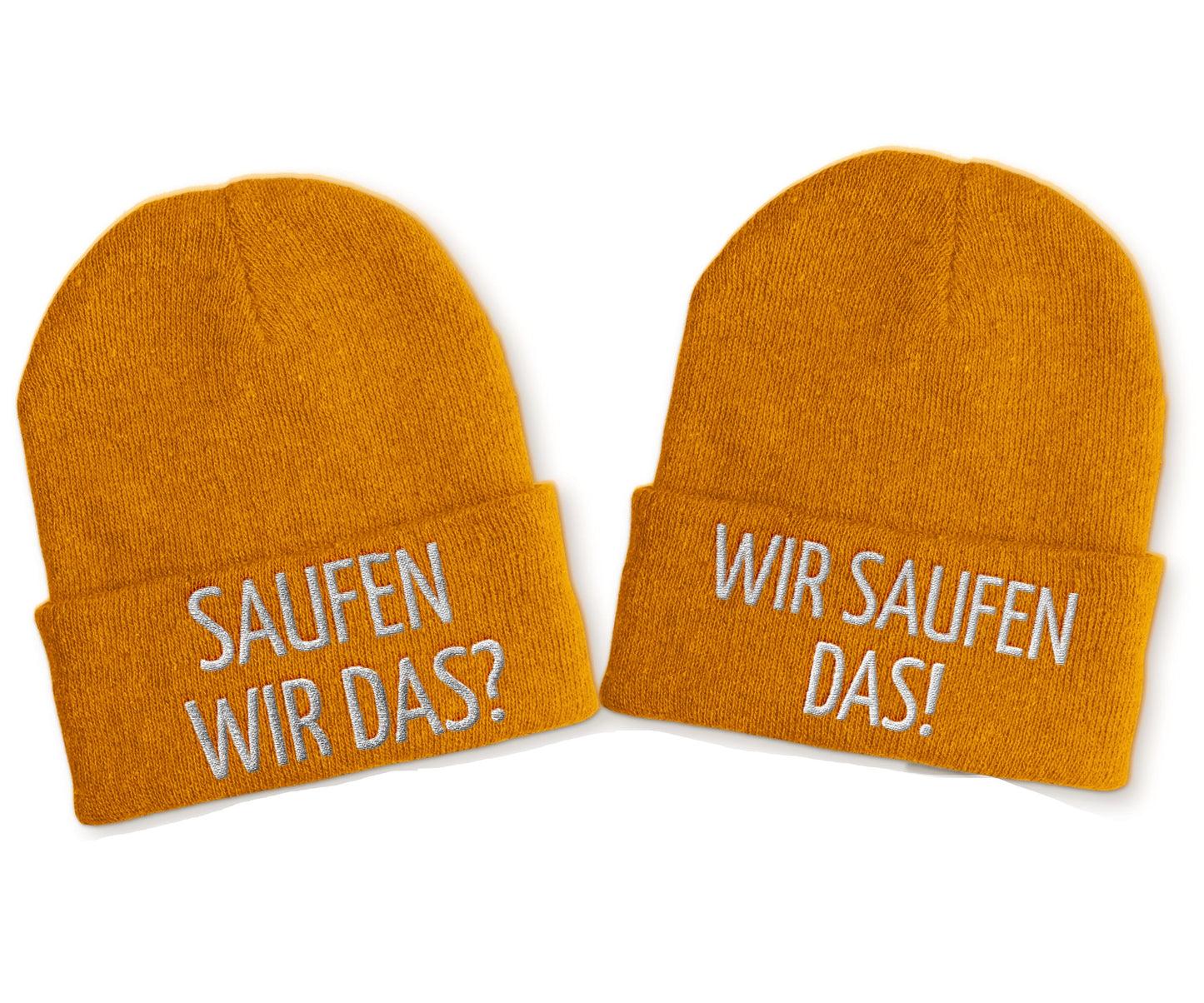 Saufen wir das? Wir saufen das! Duo Statement Beanie Mütze mit Spruch