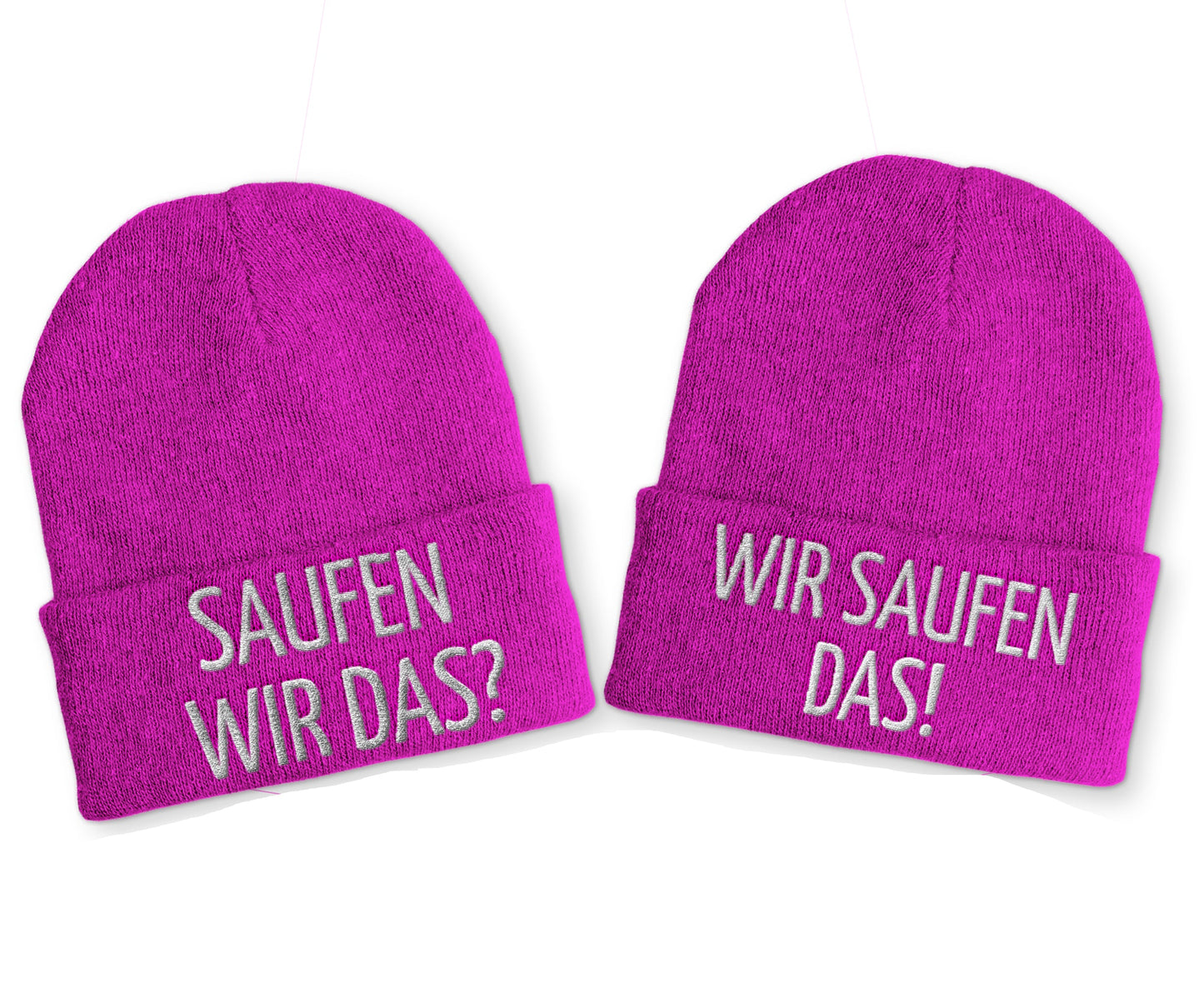 Saufen wir das? Wir saufen das! Duo Statement Beanie Mütze mit Spruch