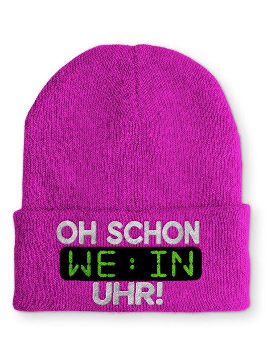Oh schon Wein Uhr Statement Beanie Mütze mit Spruch