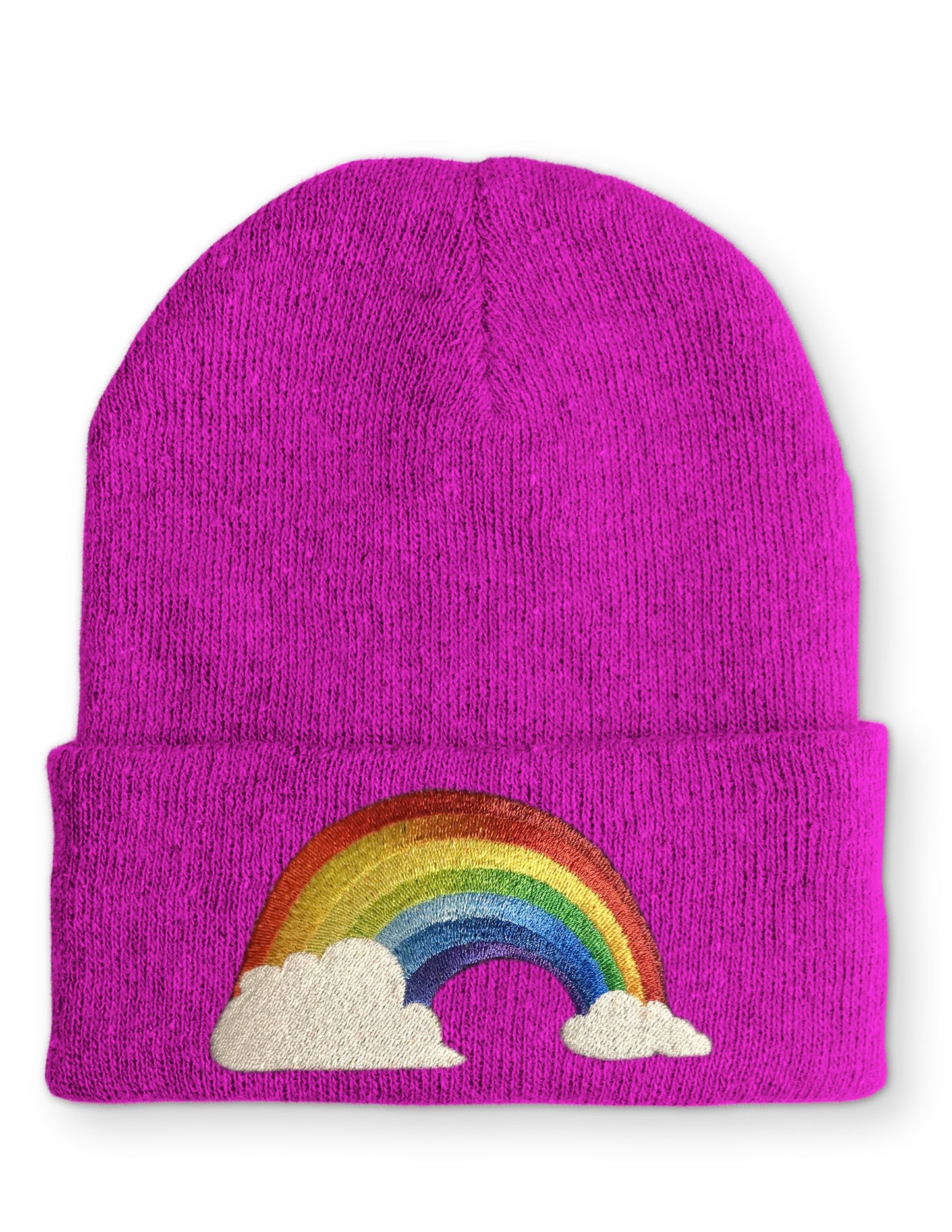 Regenbogen mit Wolken Statement Beanie Mütze mit Spruch