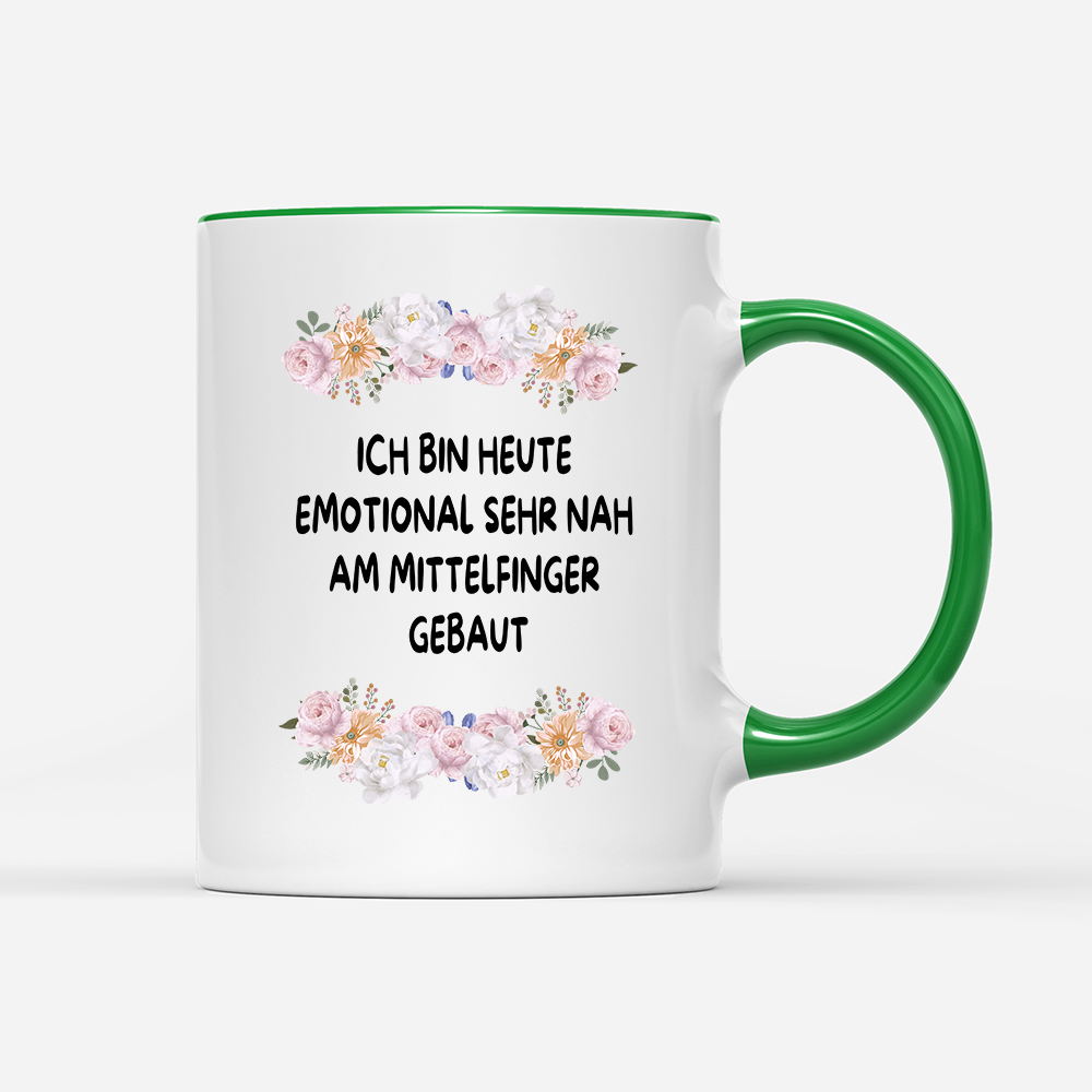 Tasse Blumen Emotional sehr nah am Mittelfinger