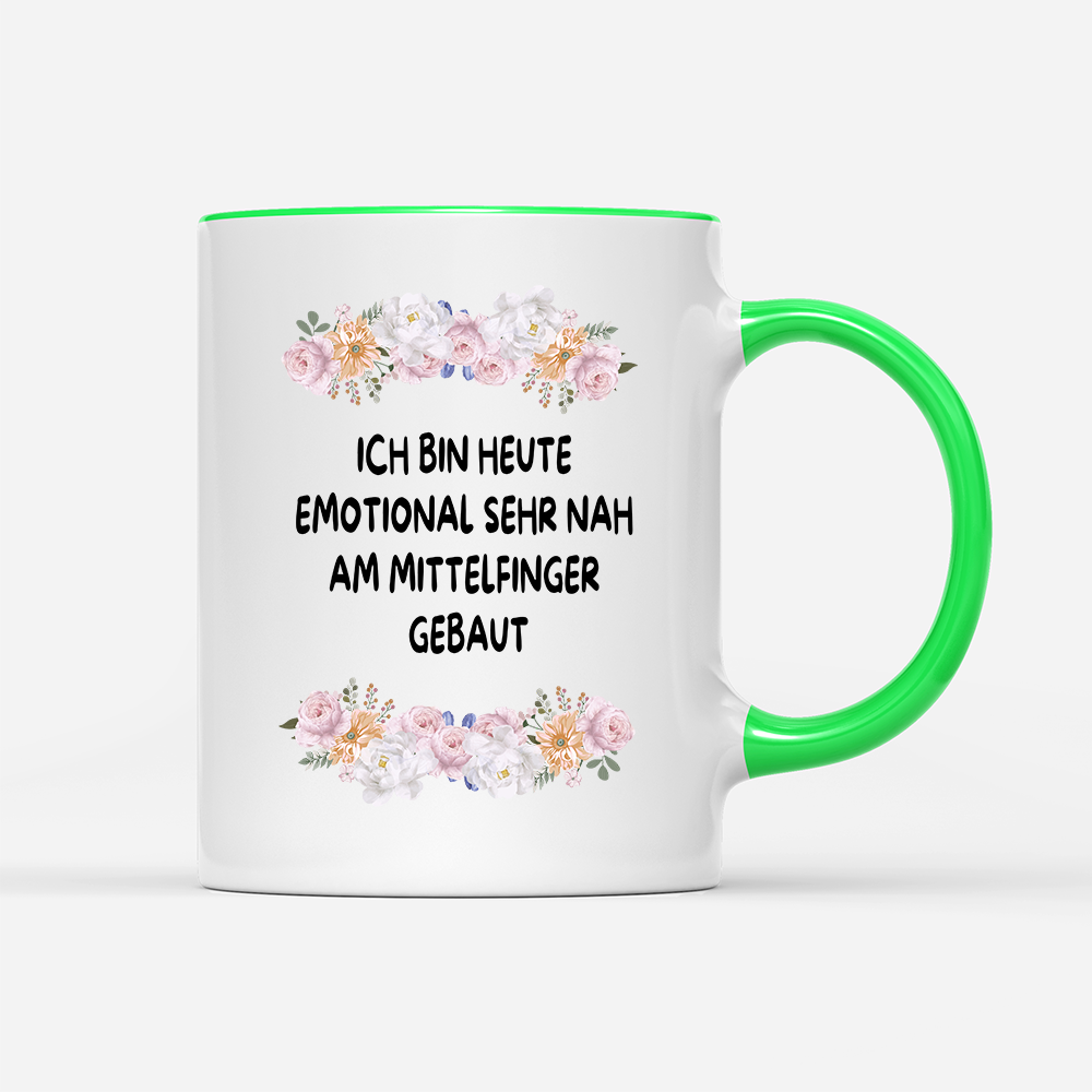 Tasse Blumen Emotional sehr nah am Mittelfinger