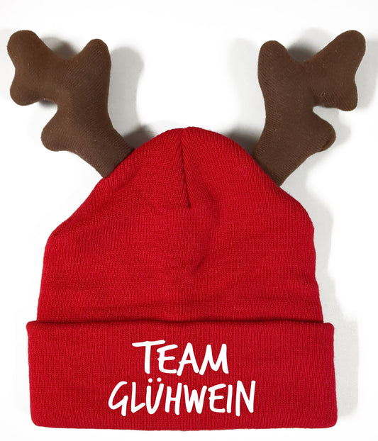 RENTIER STRICKMÜTZE TEAM GLÜHWEIN STATEMENT BEANIE ELCH MÜTZE MIT SPRUCH