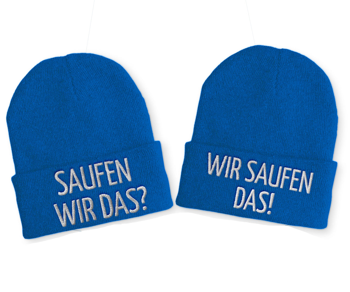 Saufen wir das? Wir saufen das! Duo Statement Beanie Mütze mit Spruch