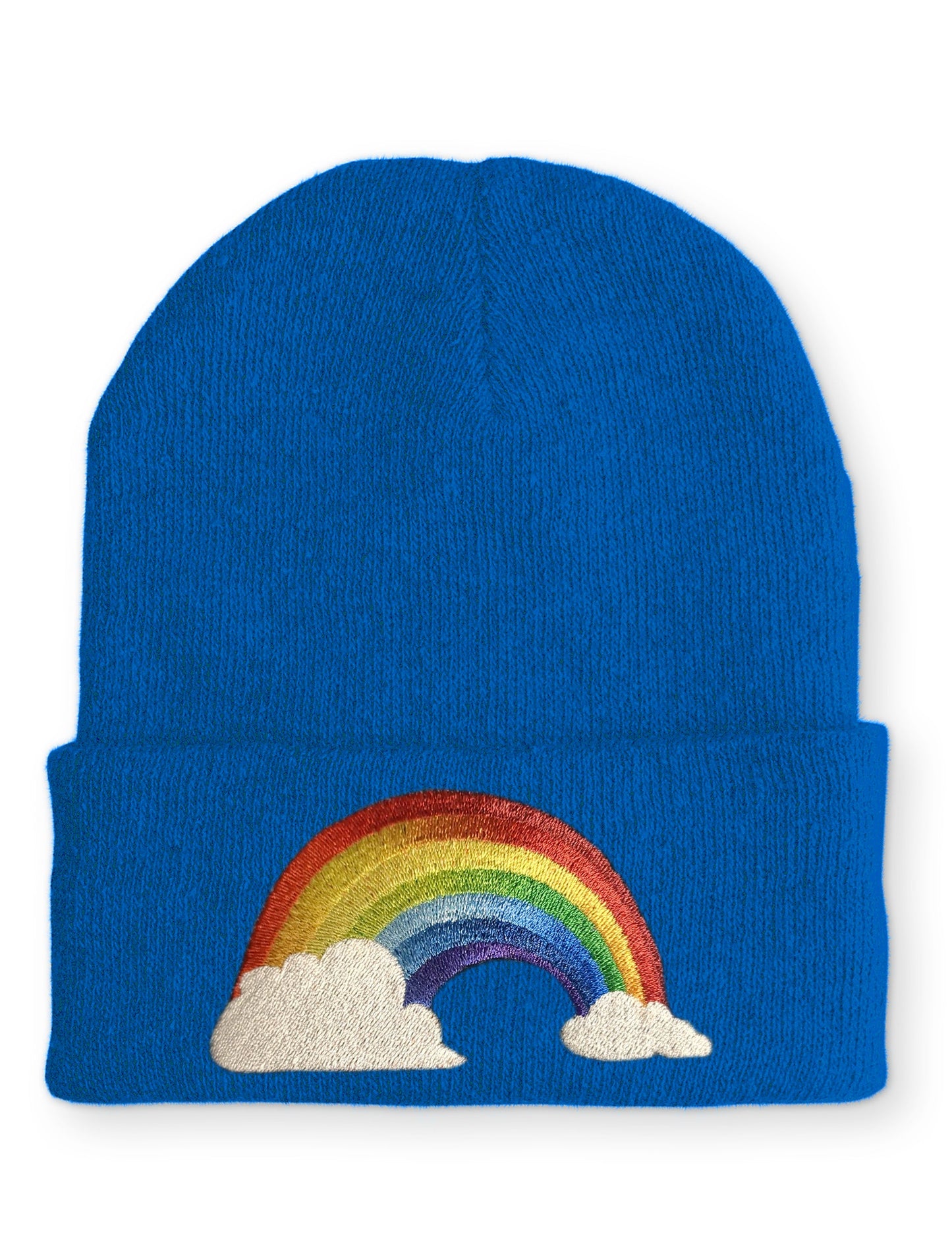 Regenbogen mit Wolken Statement Beanie Mütze mit Spruch