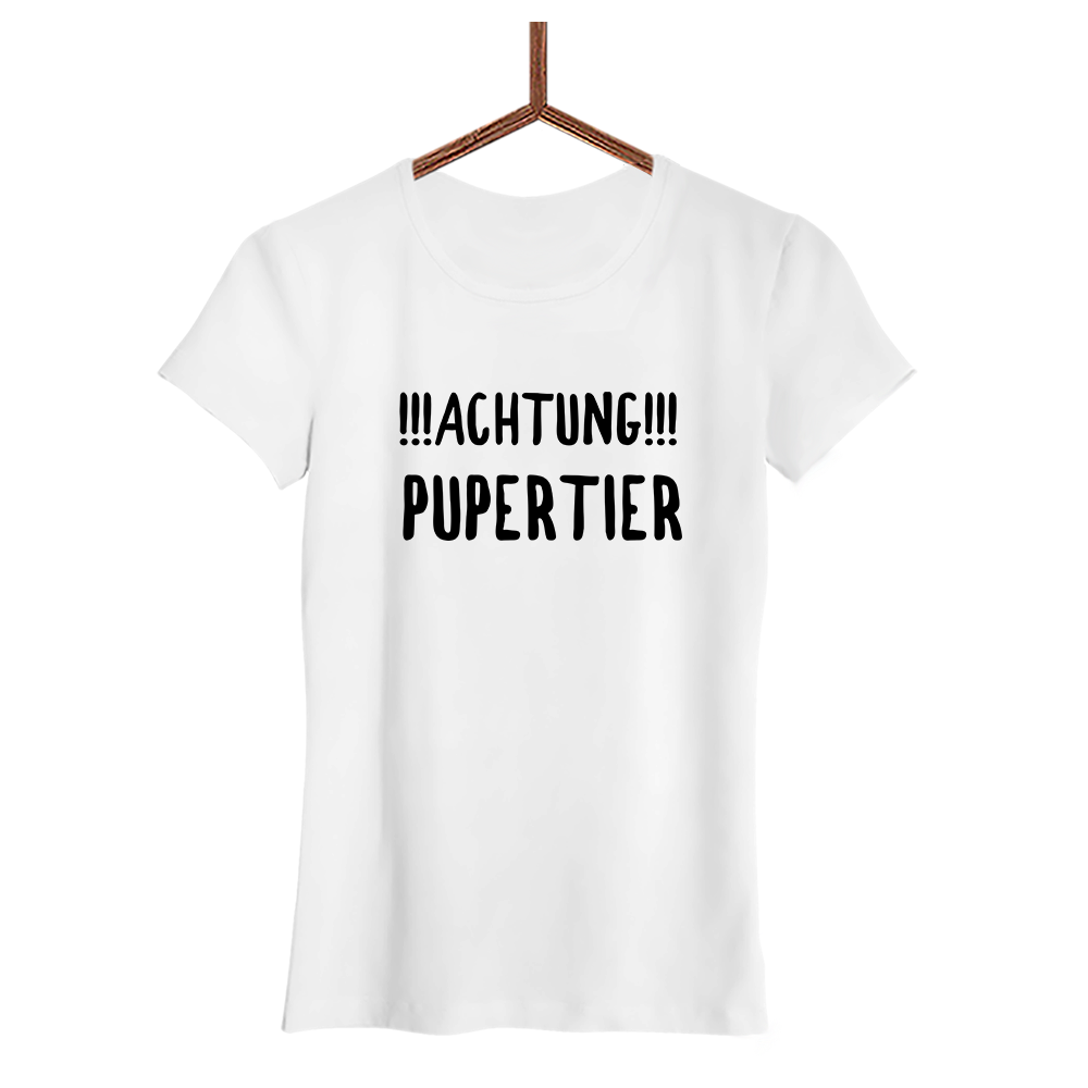 Damen T-Shirt Achtung Pupertier